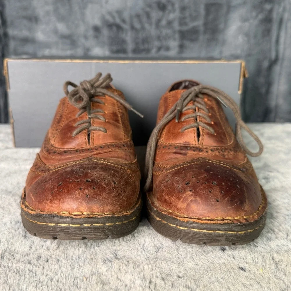 b.o.c. Born Concept Mens Brown Leather Wingtip Oxford Shoes BM5015 Size 9 42.5